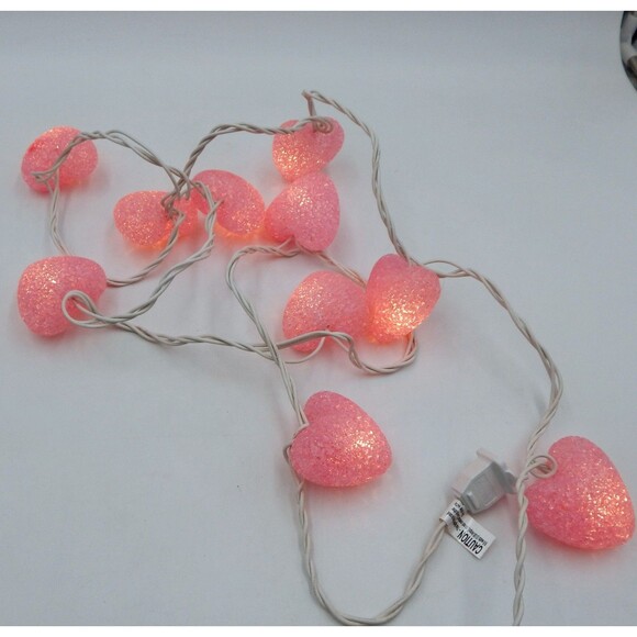 Melted Popcorn Pink Hearts String 10 Light Set Replacement Bulbs - Picture 5 of 5